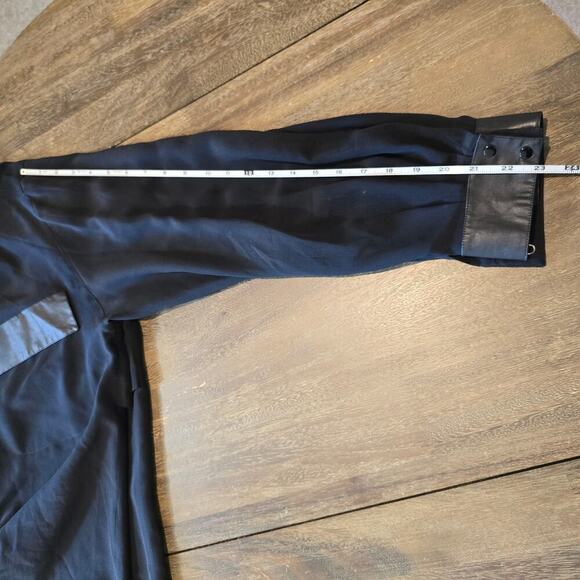 Vintage BOK HAUTE COUTURE Black Button Down Blouse Leather Trim (741) - Picture 14 of 16